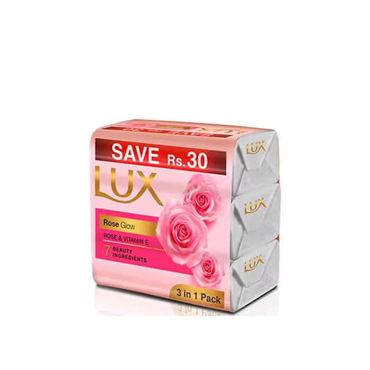 LUX ROSE PINK SOAP BAR 140G TRIO