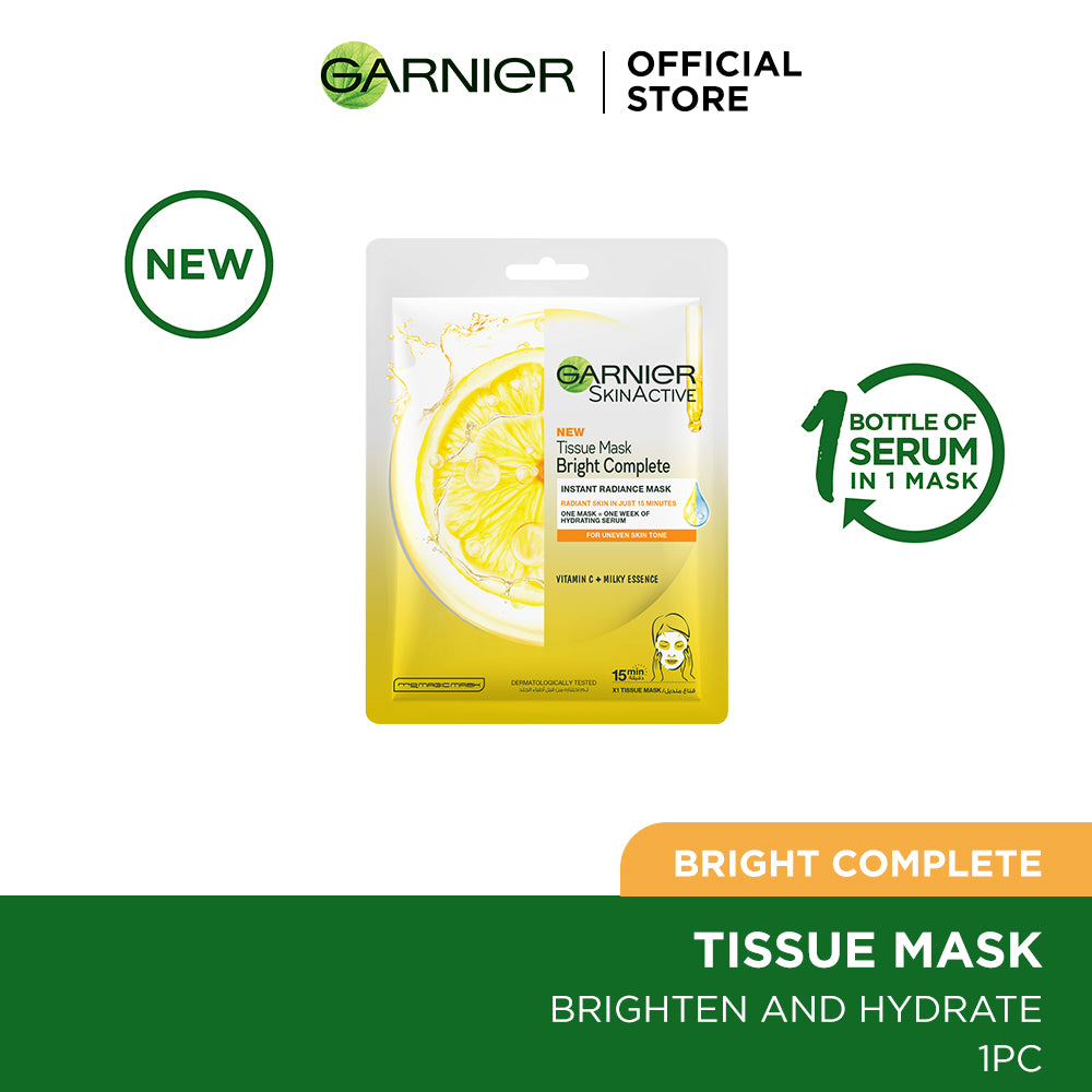 Garnier skin active bright complete tissue face mask - for brighter skin