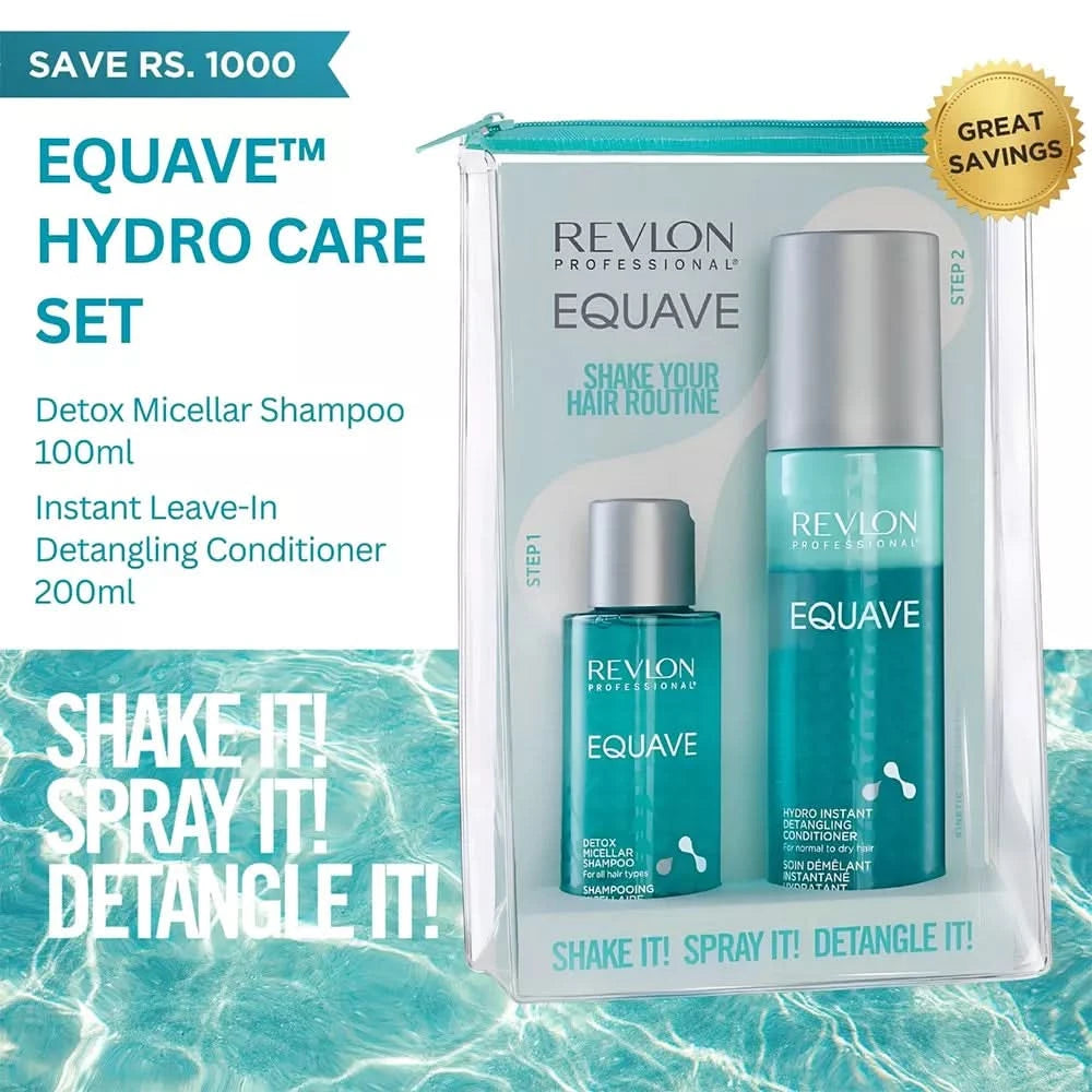 EQUAVE Hydro Care Set: Deep Cleansing Detox Micellar Shampoo 100ml and Instant Detangling Conditioner 200ml