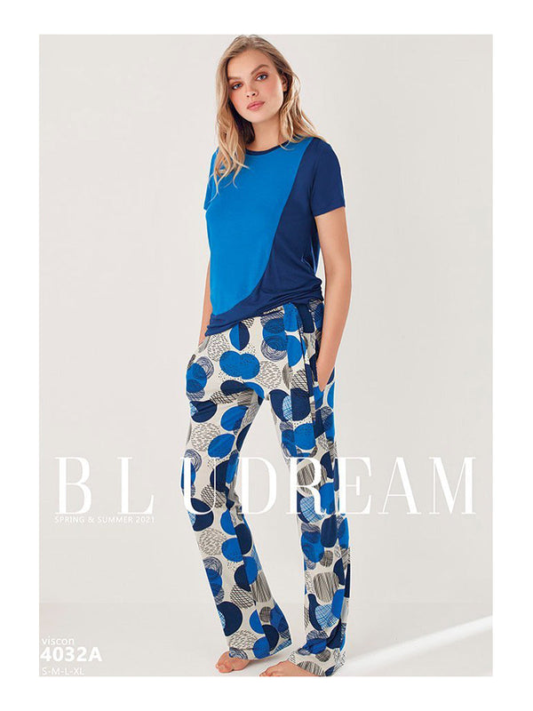 Blue Dream Ladies S/S Top With Payjama 4032