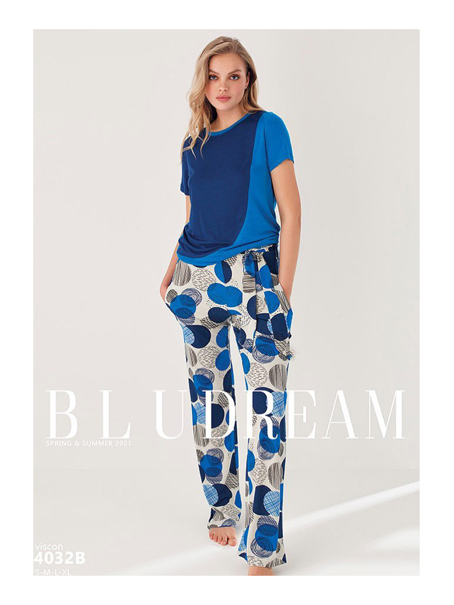 Blue Dream Ladies S/S Top With Payjama 4032