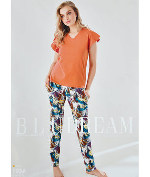 Blue Dream Ladies S/S Top With Payjama 105