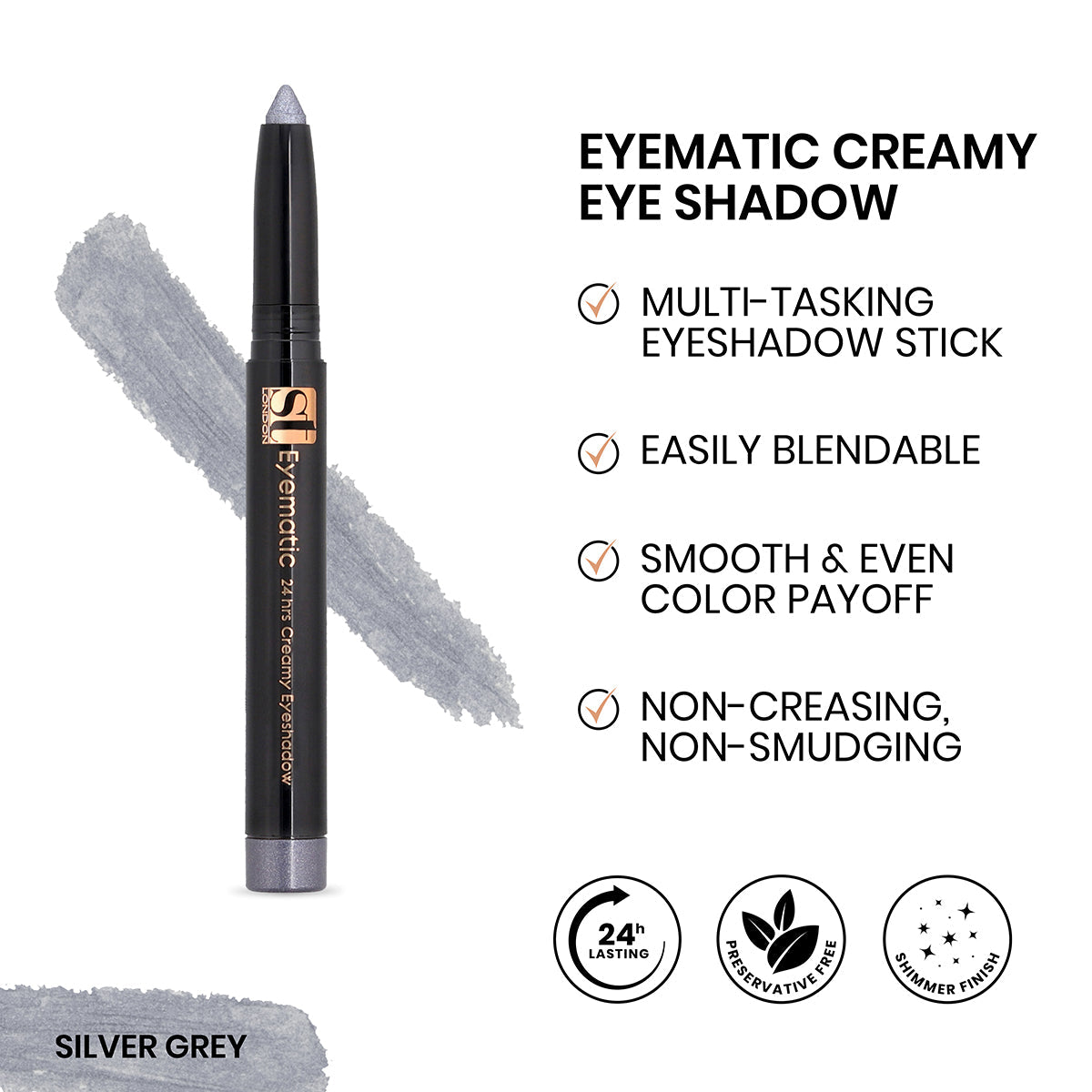 ST London - Eyematic Creamy Eye Shadow - Silver Grey