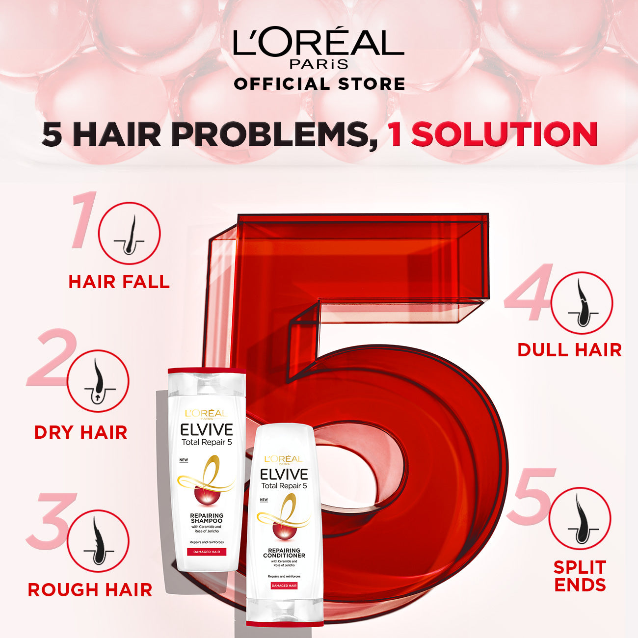 L'oreal paris elvive total repair 5 shampoo 175 ml - for damaged hair