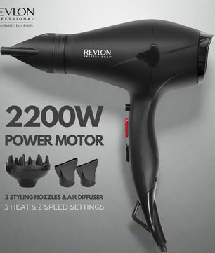™ Hair Dryer 2200W with 2 Styling Nozzles & Air Diffuser