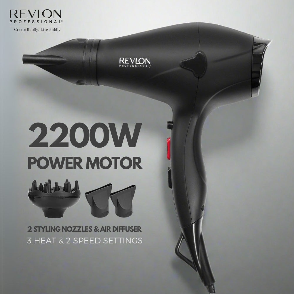™ Hair Dryer 2200W with 2 Styling Nozzles & Air Diffuser