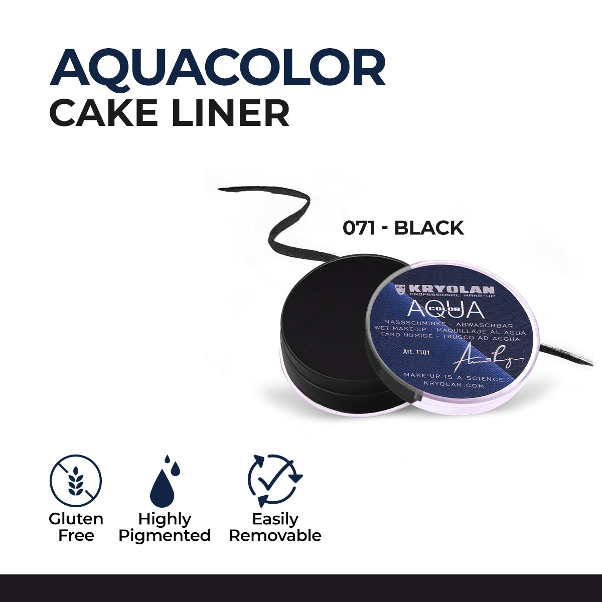 Kryolan - Aquacolor Cake Liner - 071 - Black