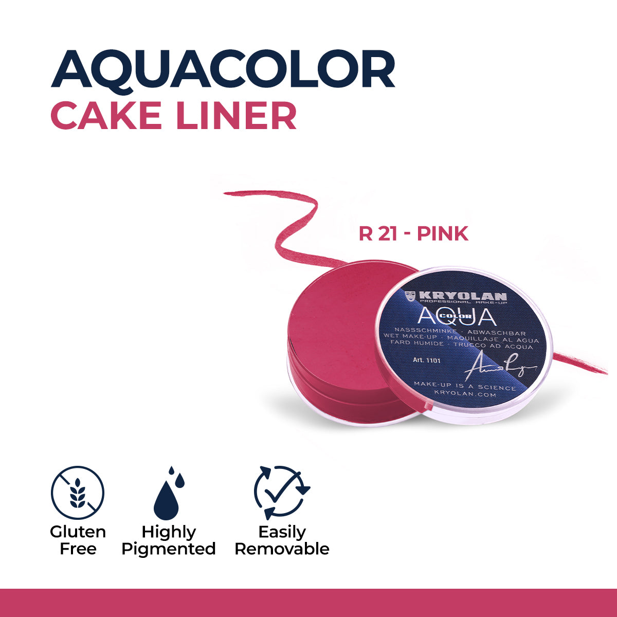 Kryolan - Aquacolor Cake Liner - R 21 - Pink
