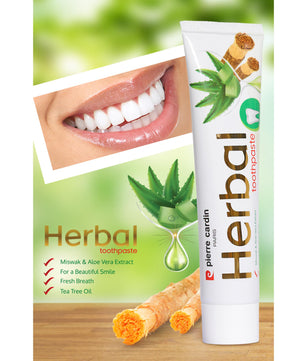 Herbal Toothpaste with Aloe Vera & Miswak & Tea Tree - Pierre Cardin Pakistan 