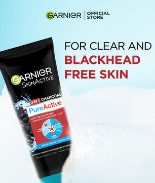 Garnier skinactive 3 in 1 charcoal pure active bleackhead foam 100ml