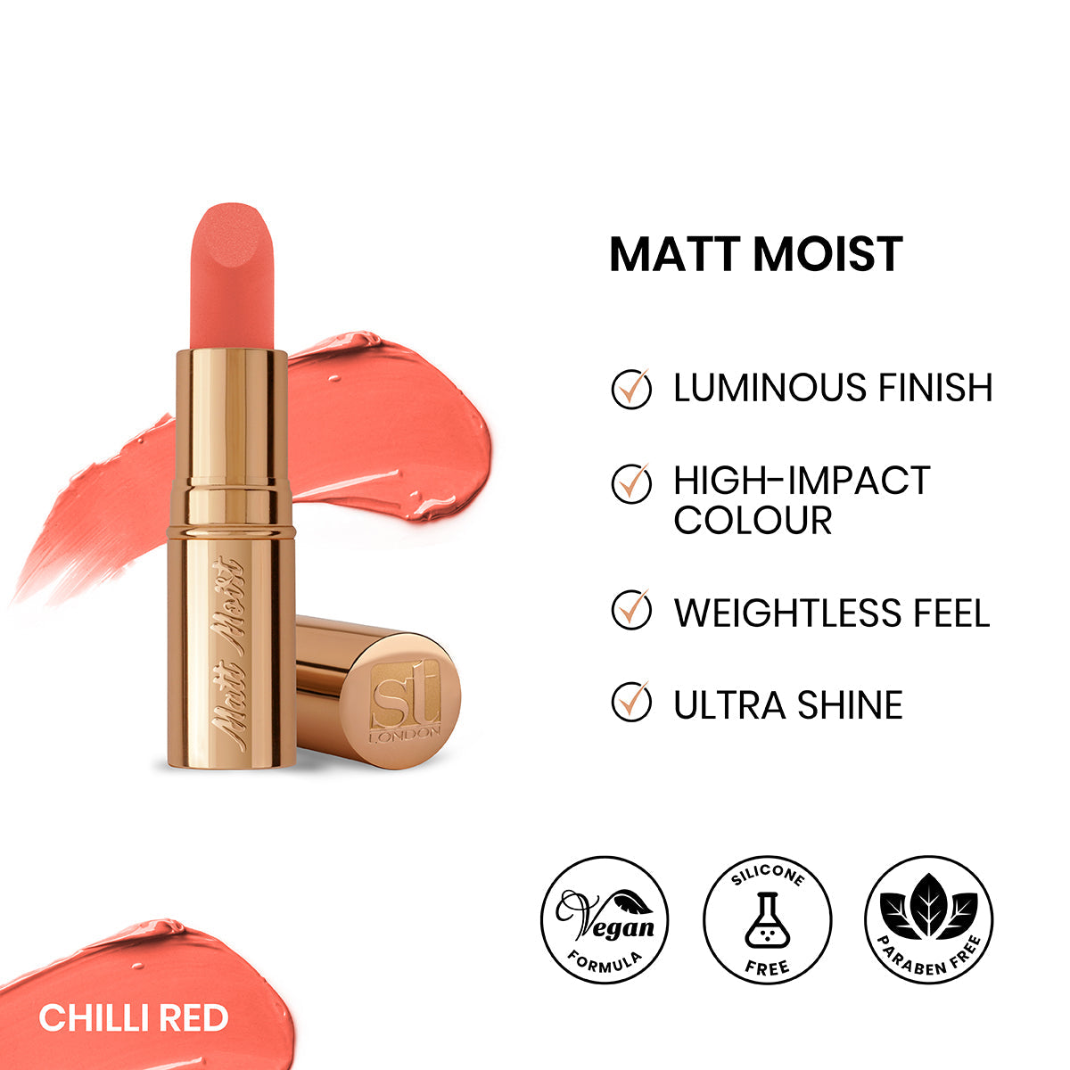 ST London - Matt Moist Long-Lasting Lipstick - Chilli Red