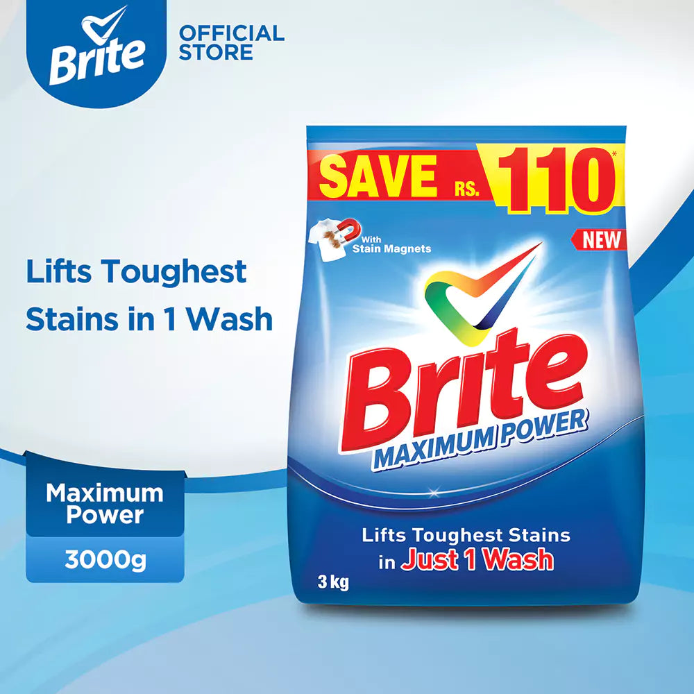Brite Maximum Power 3kg - Detergent Washing Powder
