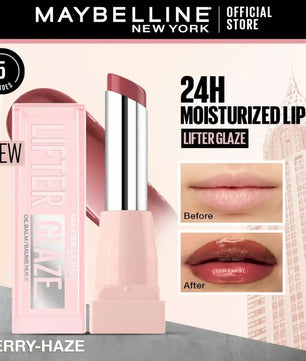 Maybelline Lifter Glaze, Tinted Lip Oil Balm with cherry extract - 24Hr Hydrated Lips