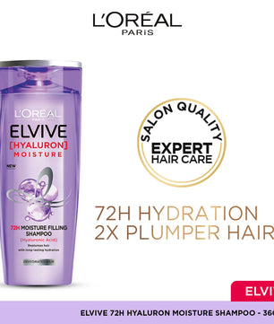 L'Oreal Paris Hyaluron + Plump Hydrating Shampoo, Paraben-Free, 360 ml