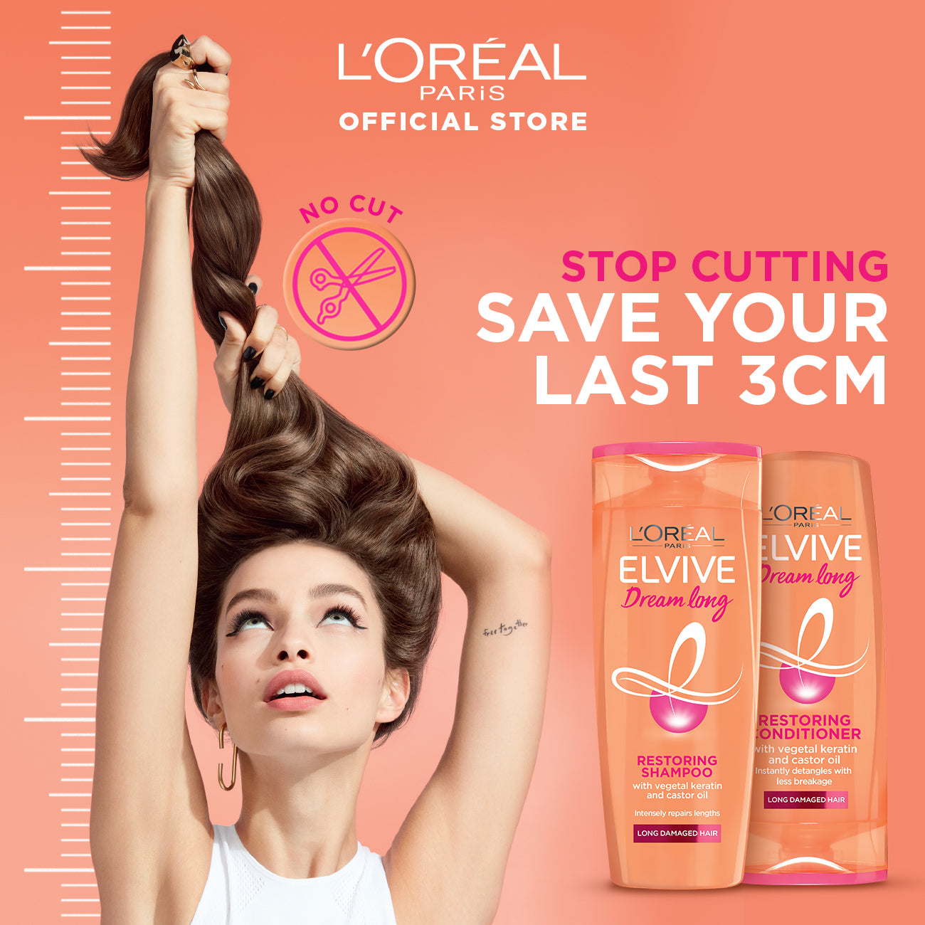 L'oreal paris dream long shampoo 360 ml - for longer &  stronger hair