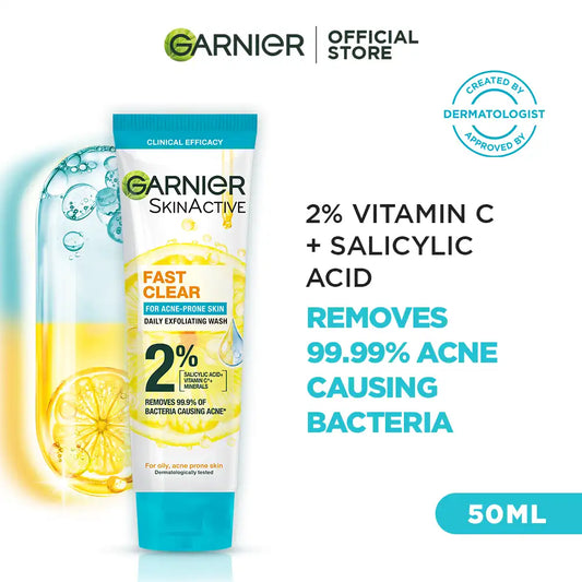 Garnier Fast Clear Anti Acne Face Wash 50Ml