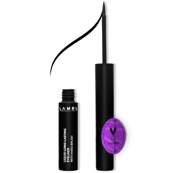 LAMEL Liquid Long-Lasting Eyeliner With Hard Brush №402 Graphite Black