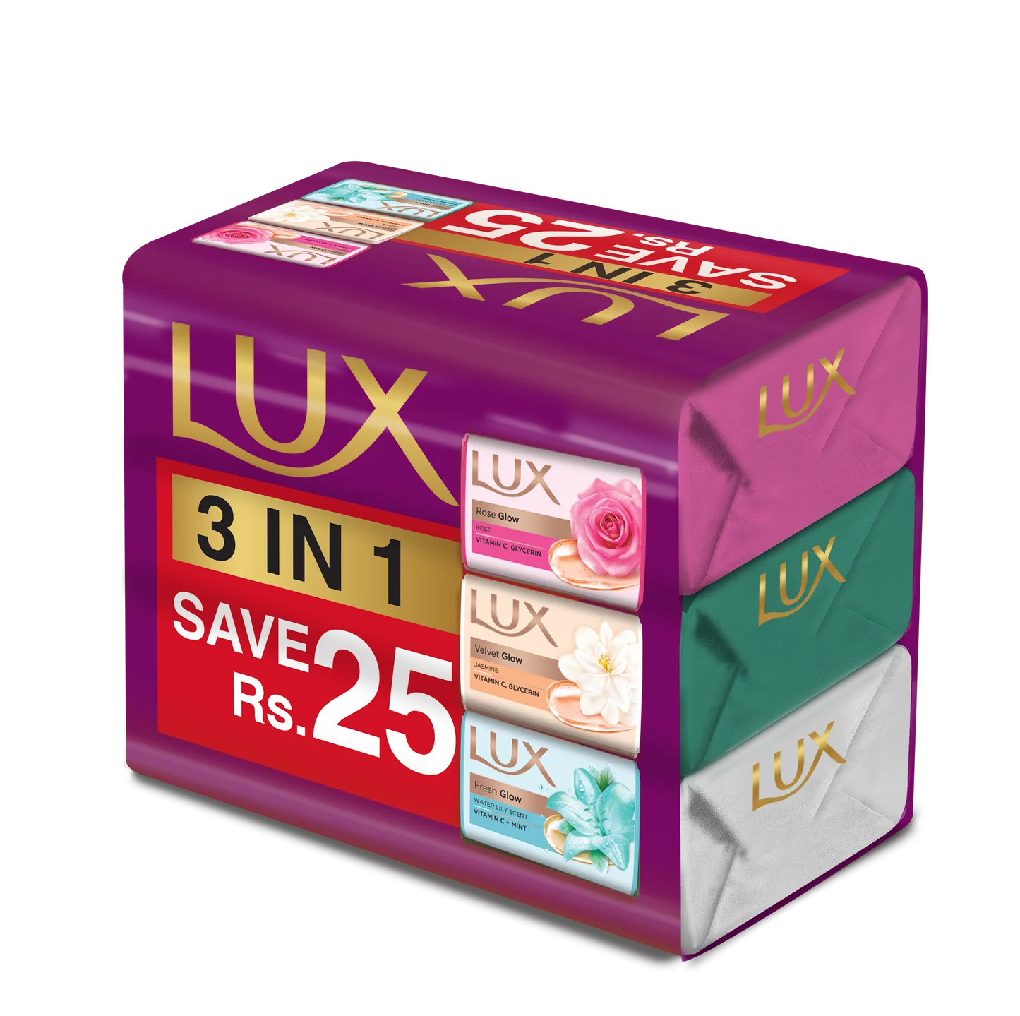 Lux - Rainbow Pack Soap Bar Trio - 130G