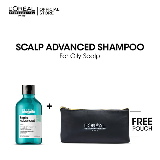 Loreal Professionnel Serie Expert Scalp Anti-Oily Shampoo 300Ml and Get A Free loreal Professional Pouch