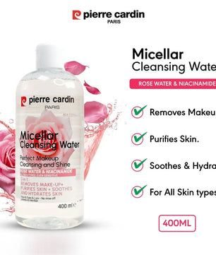 Cleansing Micellar Water 400ml - With Rose Water And Niacinamide - Pierre Cardin Pakistan 