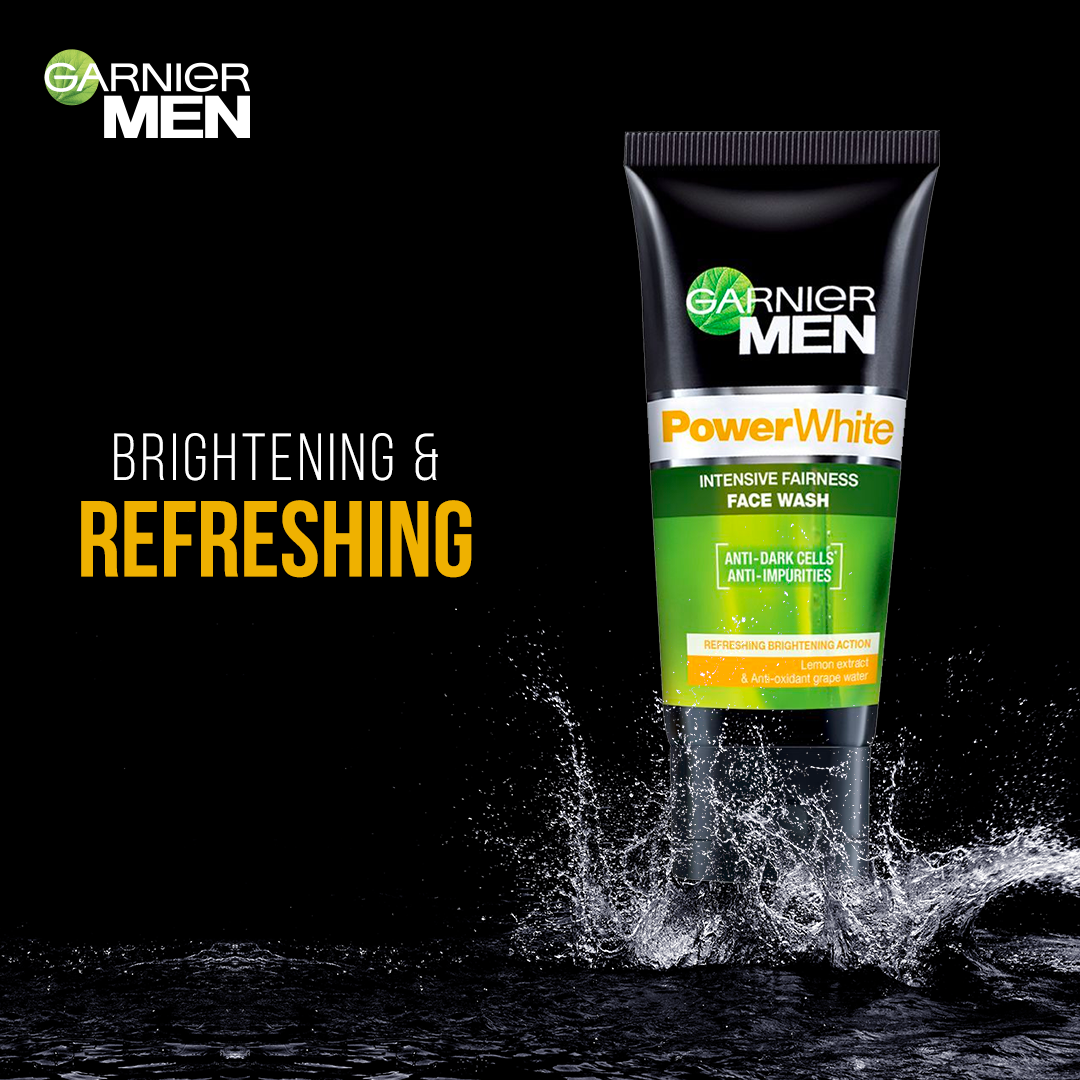 Garnier Men Power White Face Wash 100 ml - For Brighter Skin