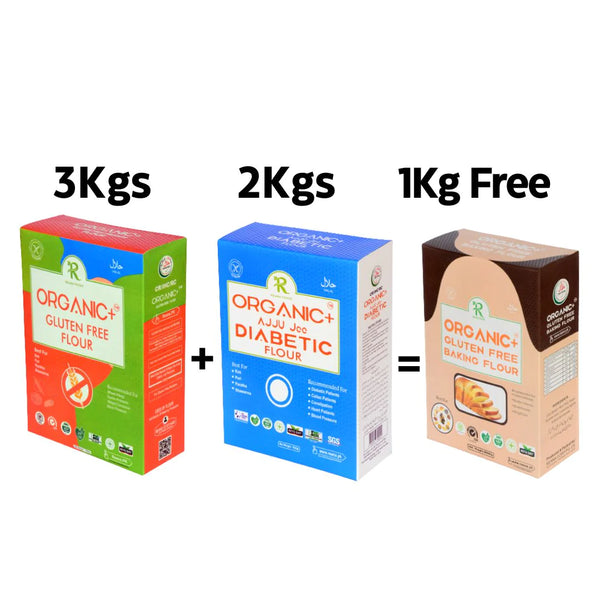 Buy 3Kgs All Purpose Gluten free flours and 2Kgs Diabetic Flours Get 1Kg Baking Flour free.