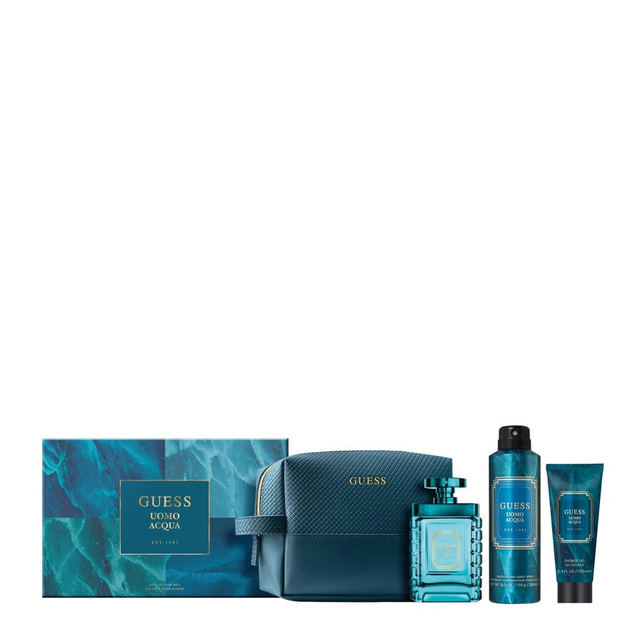 GUESS GU GS 100ML EDT + SG 100ML + DBS 170G + POUCH UOMO ACQUA