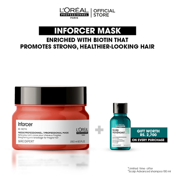 L'Oreal Professionnel Serie Expert Inforcer Mask 250 ML - For Weak & Brittle Hair + Free Scalp Advanced Shampoo 100ml