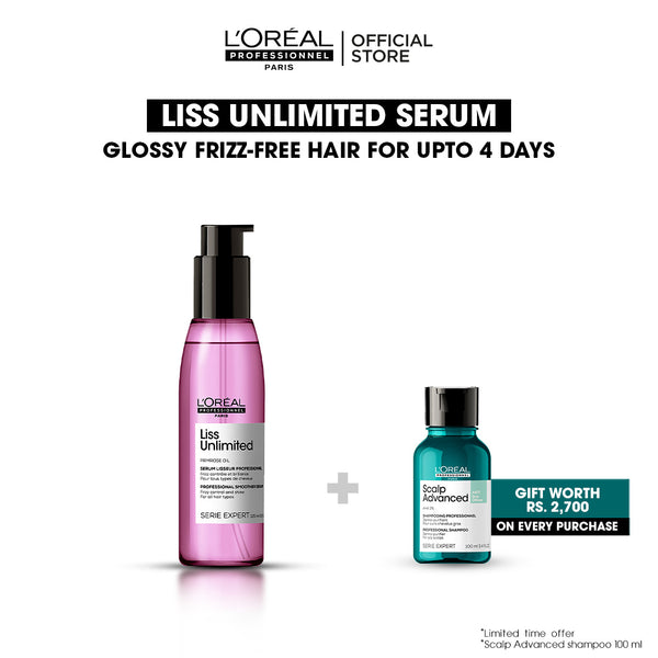 Liss Unlimited Shine Perfecting Blow Dry Hair Oil 125ml Supreme Deal + Free Scalp Advanced Shampoo 100ml