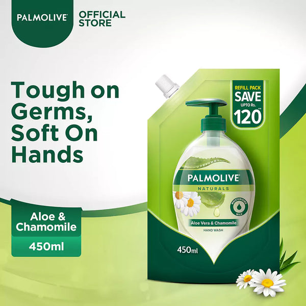 Palmolive Naturals Liquid Handwash Aloe & Chamomile 450ml Refill Pouch