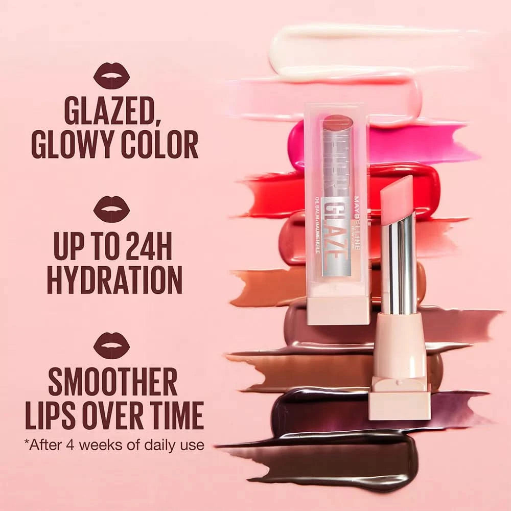 Maybelline Lifter Glaze, Tinted Lip Oil Balm with cherry extract - 24Hr Hydrated Lips