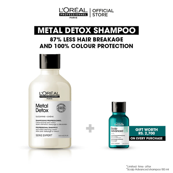 L'Oreal Professionnel Serie Expert Metal Detox Shampoo 300 ML + Free Scalp Advanced Shampoo 100ml