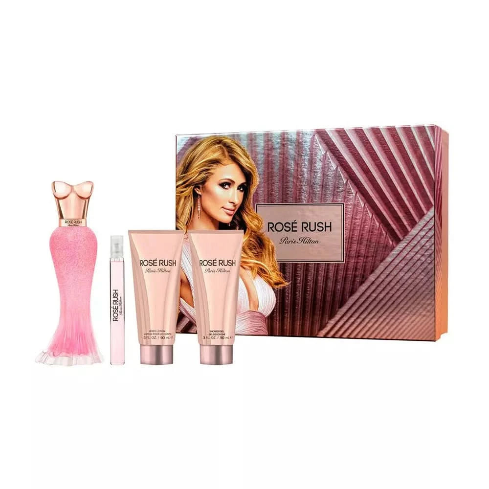 PARIS HILTON PH ROSE RUSH W EDP SET 3.4 4PC   (3.4 EDP/S 0.34 P/SPRAY 3.0 B/LOTION 3.0 S/GEL)