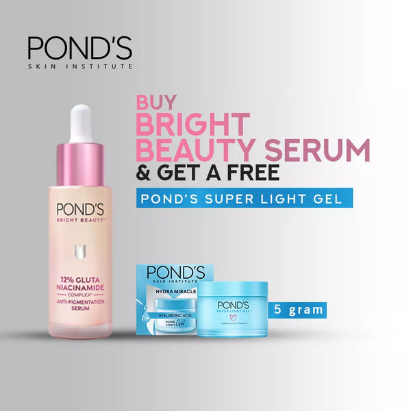 Buy Bright Beauty Serum 30ml & get a Free Ponds Super Light Gel 5g