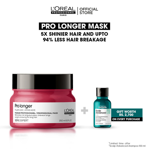 L'Oreal Professionnel Serie Expert Pro Longer Mask 250 ML - For Length Renewal + Free Scalp Advanced Shampoo 100ml