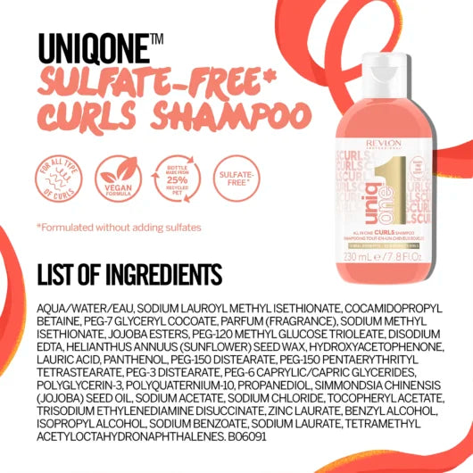 UniqOne Sulfate-free* Curls Shampoo 230ml