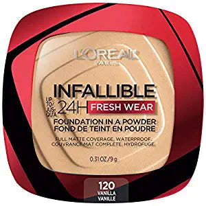 Loreal Paris Infallible 24Hr Fresh Wear Face Powder Foundation - 120 Vanilla