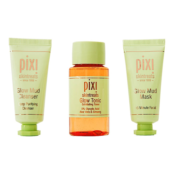 Pixi Skintreats Best of Bright Travel Set NIB Glow Mud Cleanser, Glow Tonic