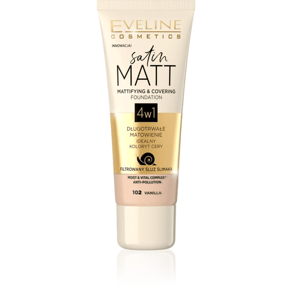 SATIN MATT MATTIFYING & COVERING FOUNDATION 102 VANILA