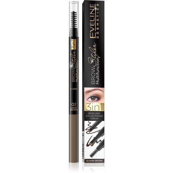 BROW STYLER 3IN1 MULTIFUNCTION 02 DARK BROWN